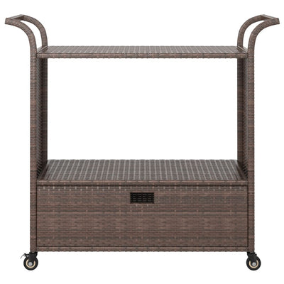 Bar Cart with Drawer Brown 100x45x97 cm Poly Rattan