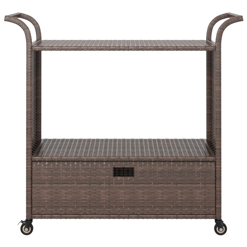 Bar Cart with Drawer Brown 100x45x97 cm Poly Rattan