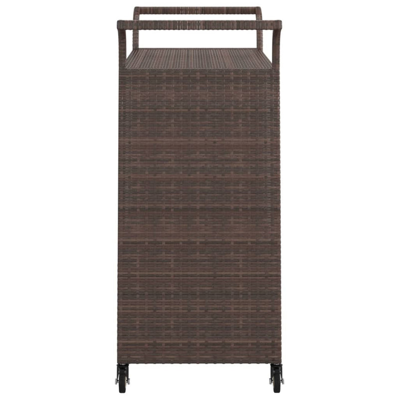 Bar Cart with Drawer Brown 100x45x97 cm Poly Rattan