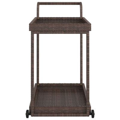 Bar Cart Brown 100x45x83 cm Poly Rattan