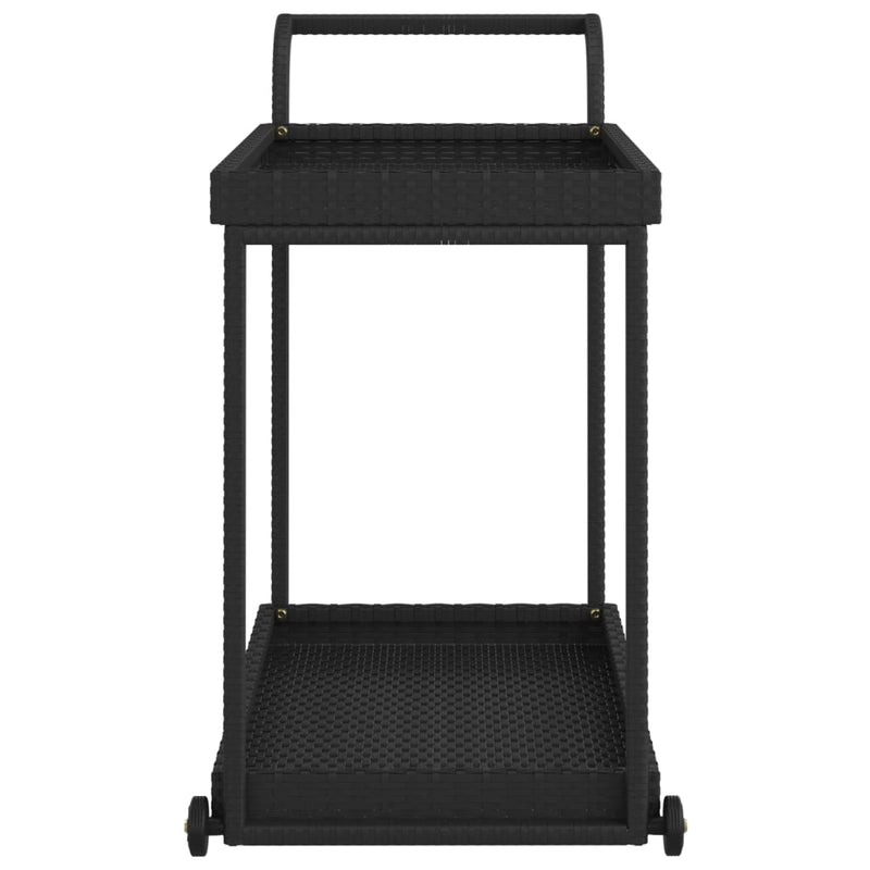 Bar Cart Black 100x45x83 cm Poly Rattan