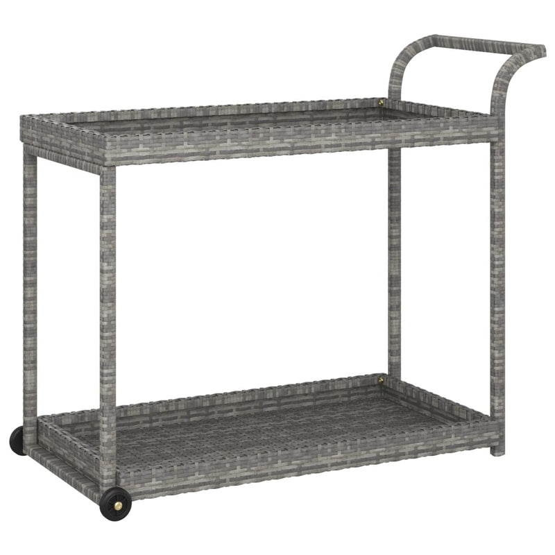 Bar Cart Grey 100x45x83 cm Poly Rattan