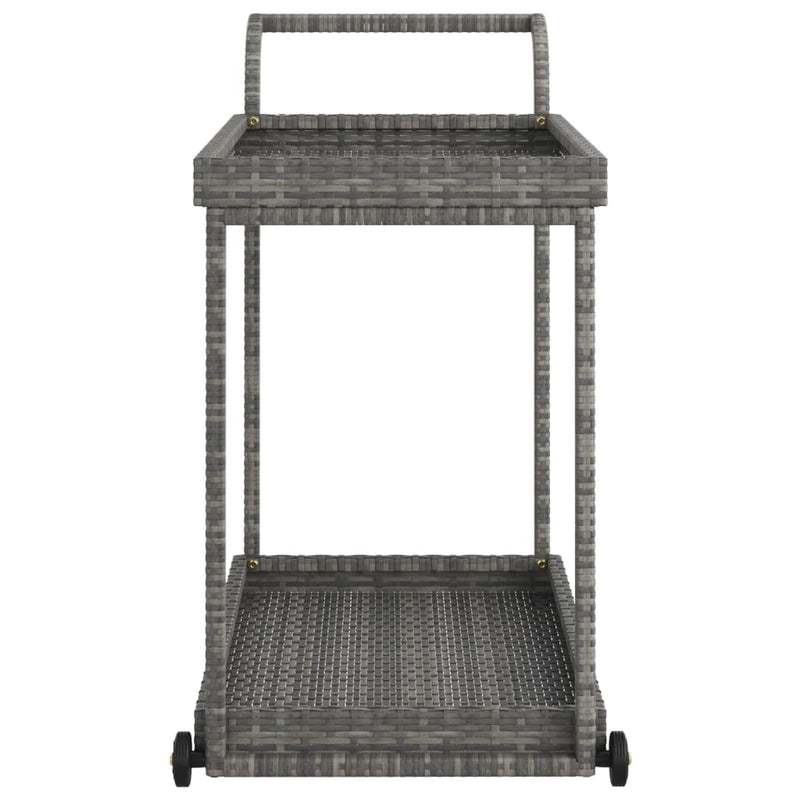 Bar Cart Grey 100x45x83 cm Poly Rattan