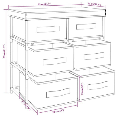 Storage Cabinet with 6 Drawers 55x29x55 cm Cream Steel