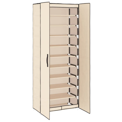 Shoe Cabinet Cream 60x30x166 cm Fabric