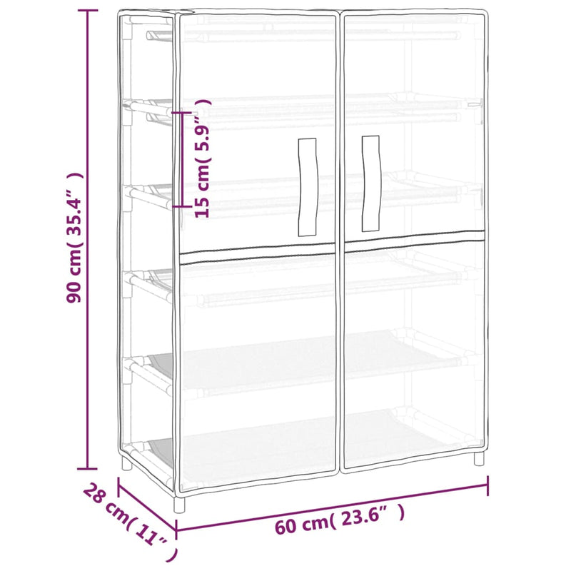 Shoe Cabinet Grey 60x28x90 cm Fabric