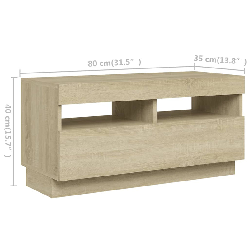 TV Cabinet with LED Lights Sonoma Oak 180x35x40 cm