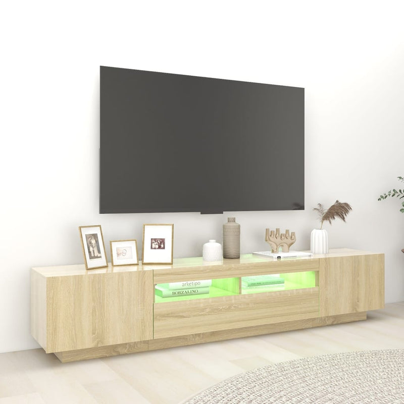 TV Cabinet with LED Lights Sonoma Oak 200x35x40 cm