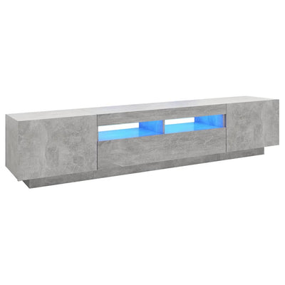 TV Cabinet with LED Lights Concrete Grey 200x35x40 cm