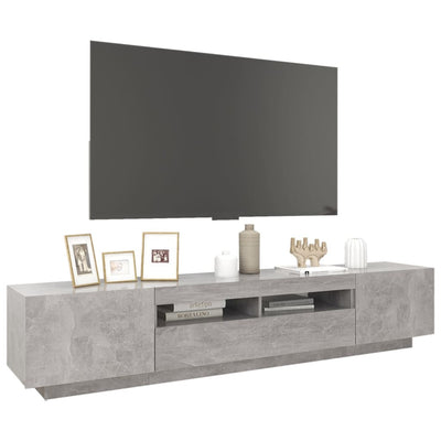 TV Cabinet with LED Lights Concrete Grey 200x35x40 cm