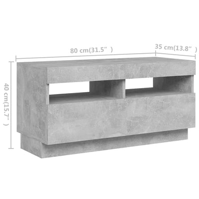 TV Cabinet with LED Lights Concrete Grey 260x35x40 cm