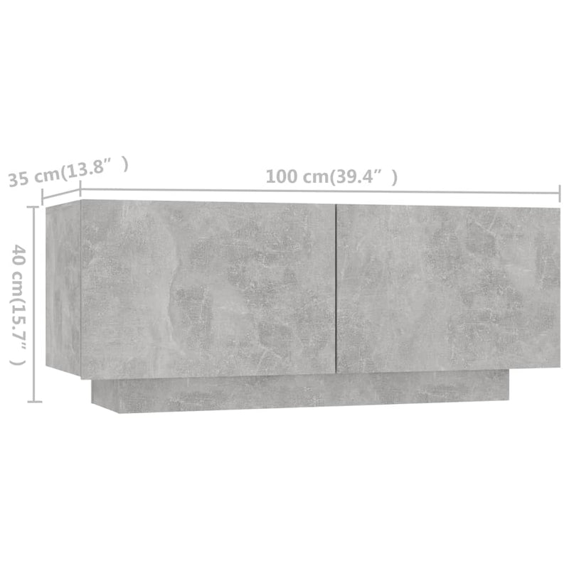 TV Cabinet with LED Lights Concrete Grey 260x35x40 cm