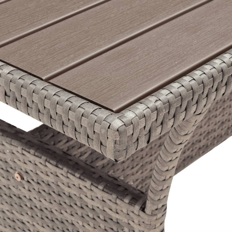 Garden Table Grey 120x70x66 cm Poly Rattan