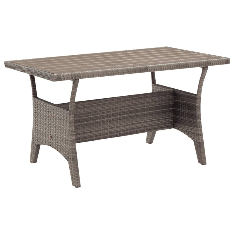 Garden Table Grey 120x70x66 cm Poly Rattan