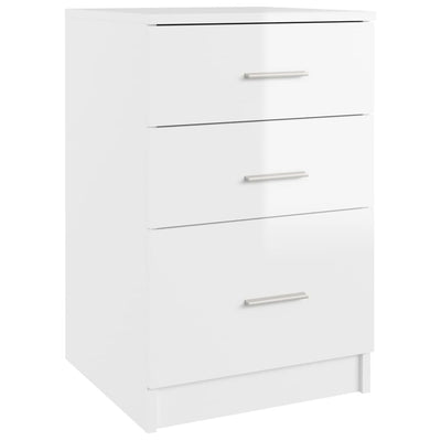 Bed Cabinet High Gloss White 40x40x63 cm Engineered Wood