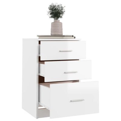 Bed Cabinet High Gloss White 40x40x63 cm Engineered Wood