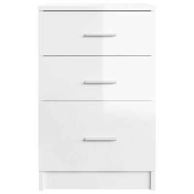 Bed Cabinet High Gloss White 40x40x63 cm Engineered Wood