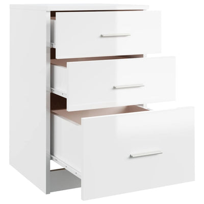 Bed Cabinet High Gloss White 40x40x63 cm Engineered Wood