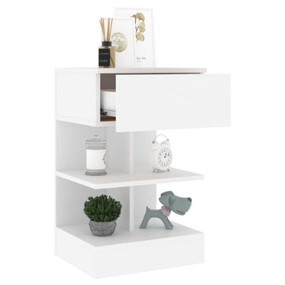 Bedside Cabinet White 40x35x65 cm Engineered Wood