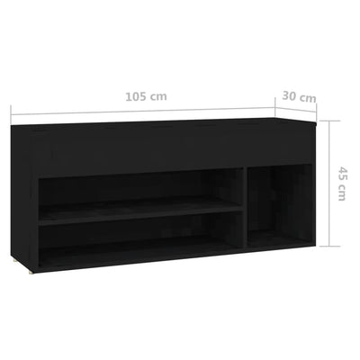 Shoe Bench Black 105x30x45 cm Engineered Wood