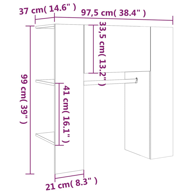 Hallway Cabinet High Gloss White 97.5x37x99 cm Engineered Wood