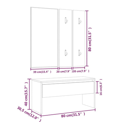 Hallway Furniture Set Sonoma Oak Engineered Wood