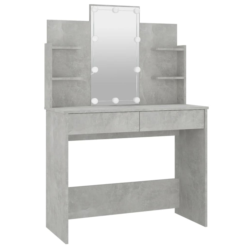 Dressing Table with LED Concrete Grey 96x40x142 cm