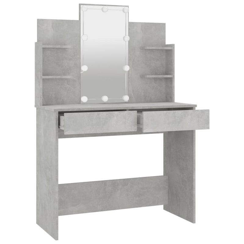 Dressing Table with LED Concrete Grey 96x40x142 cm