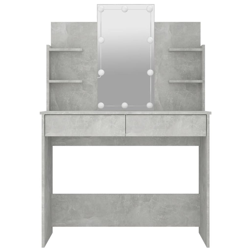 Dressing Table with LED Concrete Grey 96x40x142 cm