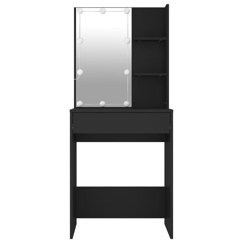 Dressing Table with LED Black 60x40x140 cm