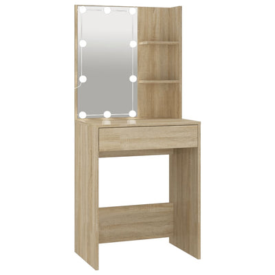 Dressing Table with LED Sonoma Oak 60x40x140 cm