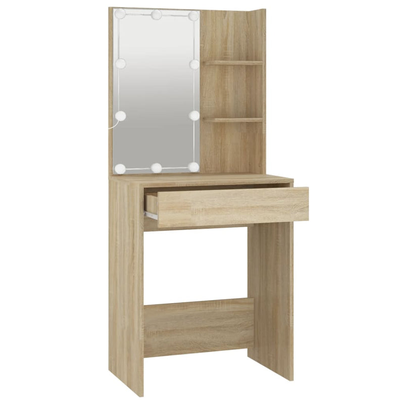 Dressing Table with LED Sonoma Oak 60x40x140 cm