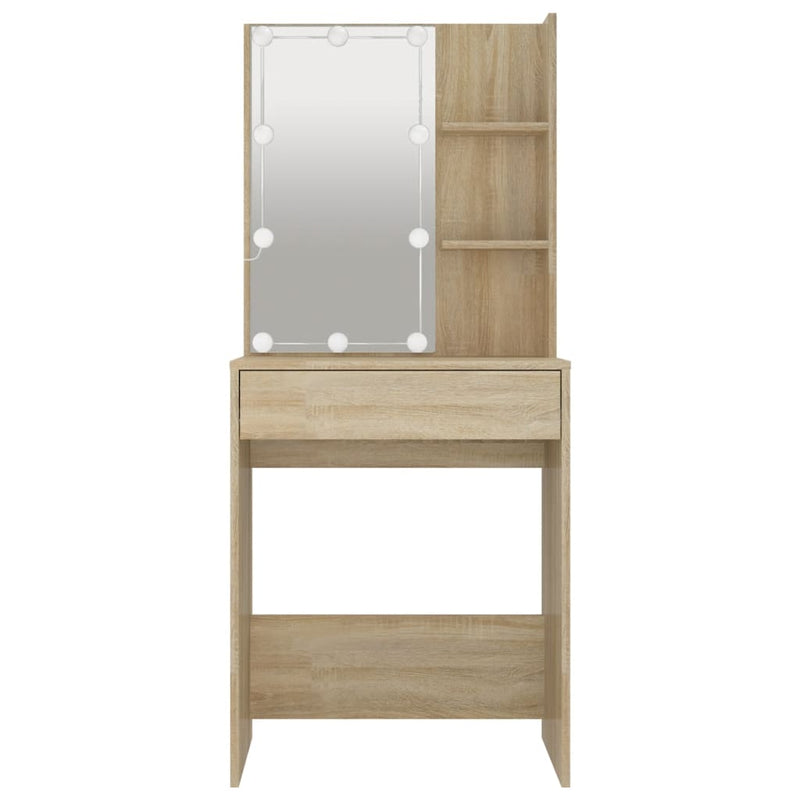 Dressing Table with LED Sonoma Oak 60x40x140 cm