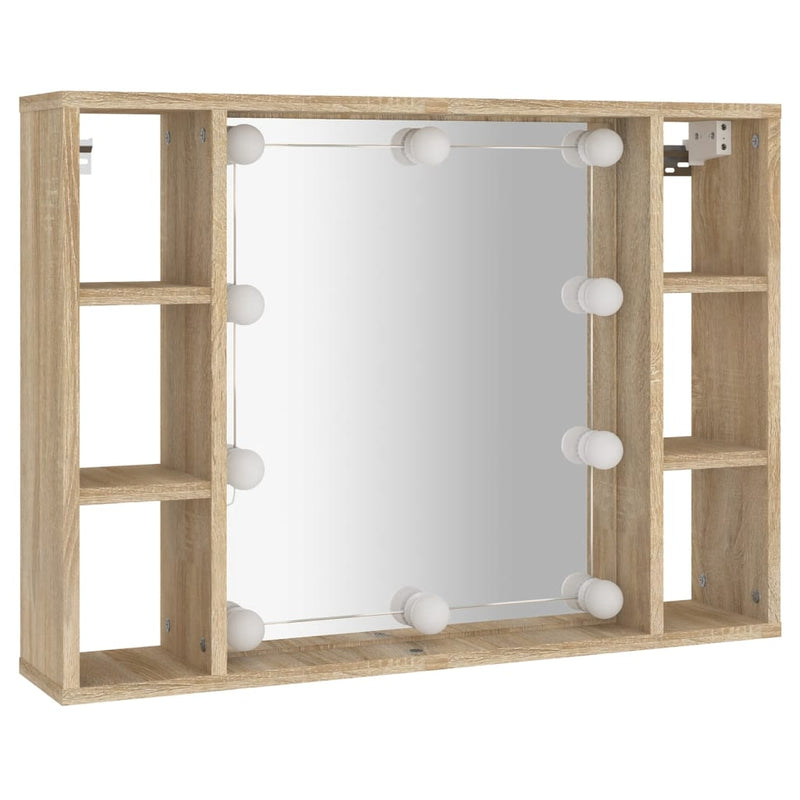 Mirror Cabinet with LED Sonoma Oak 76x15x55 cm