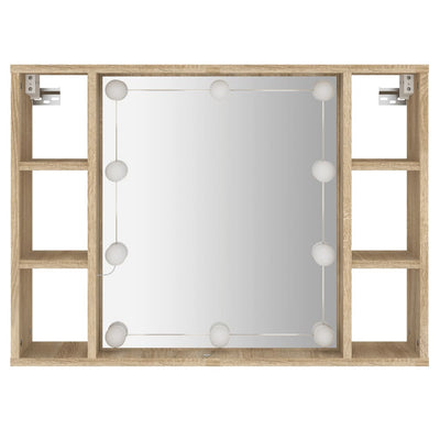 Mirror Cabinet with LED Sonoma Oak 76x15x55 cm