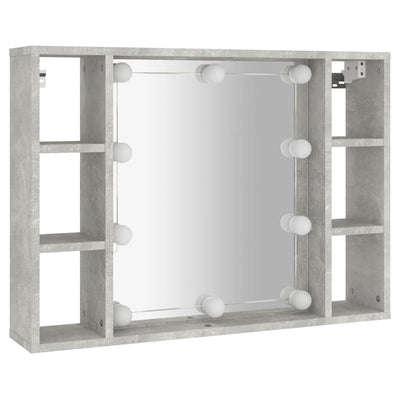 Mirror Cabinet with LED Concrete Grey 76x15x55 cm