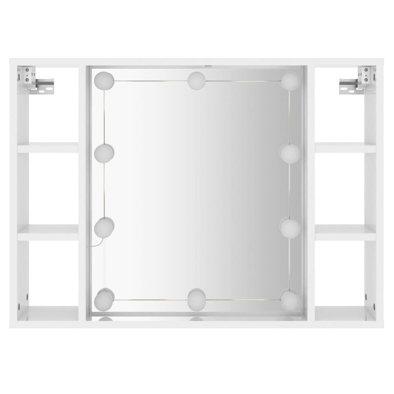 Mirror Cabinet with LED High Gloss White 76x15x55 cm