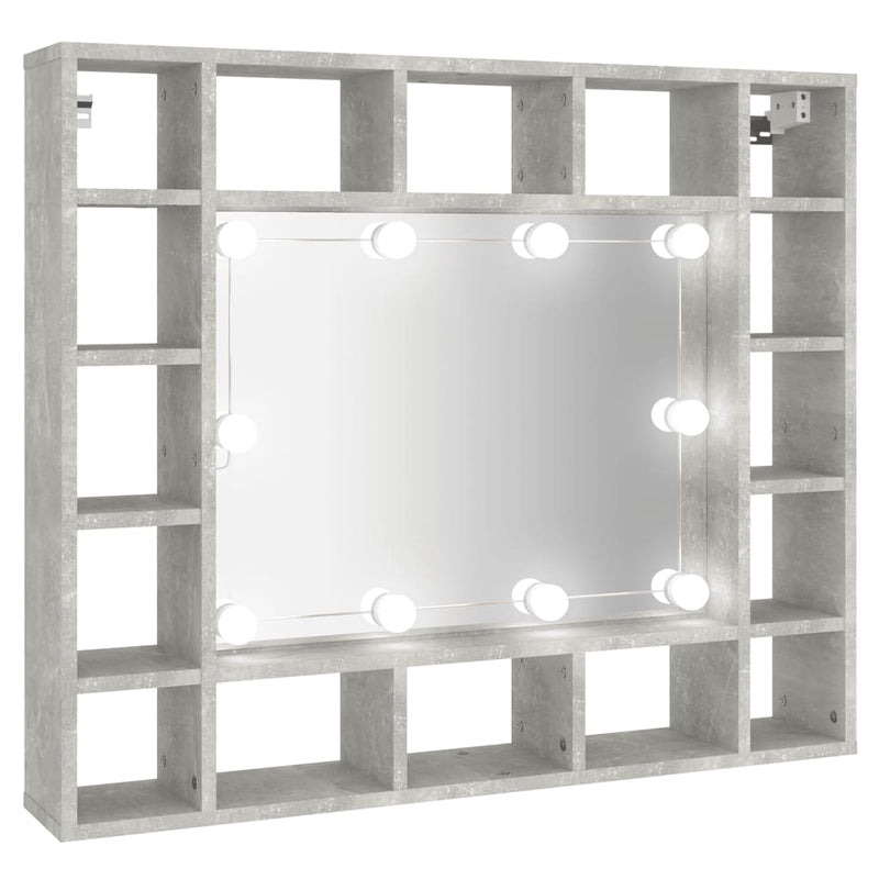 Mirror Cabinet with LED Concrete Grey 91x15x76.5 cm