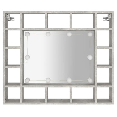 Mirror Cabinet with LED Concrete Grey 91x15x76.5 cm