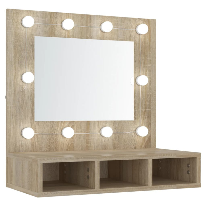 Mirror Cabinet with LED Sonoma Oak 60x31.5x62 cm