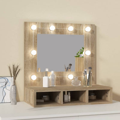 Mirror Cabinet with LED Sonoma Oak 60x31.5x62 cm