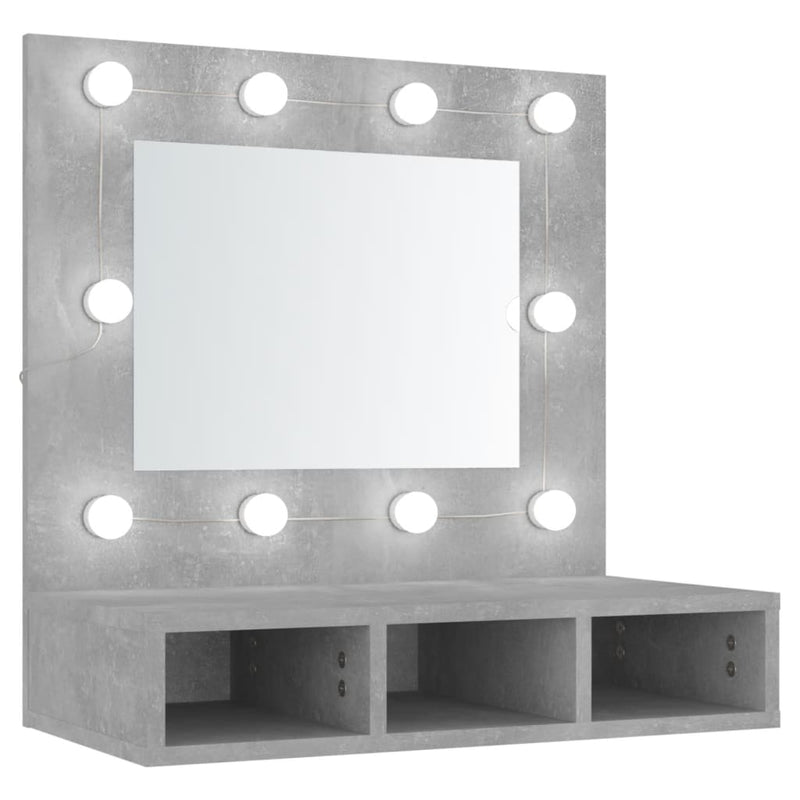 Mirror Cabinet with LED Concrete Grey 60x31.5x62 cm