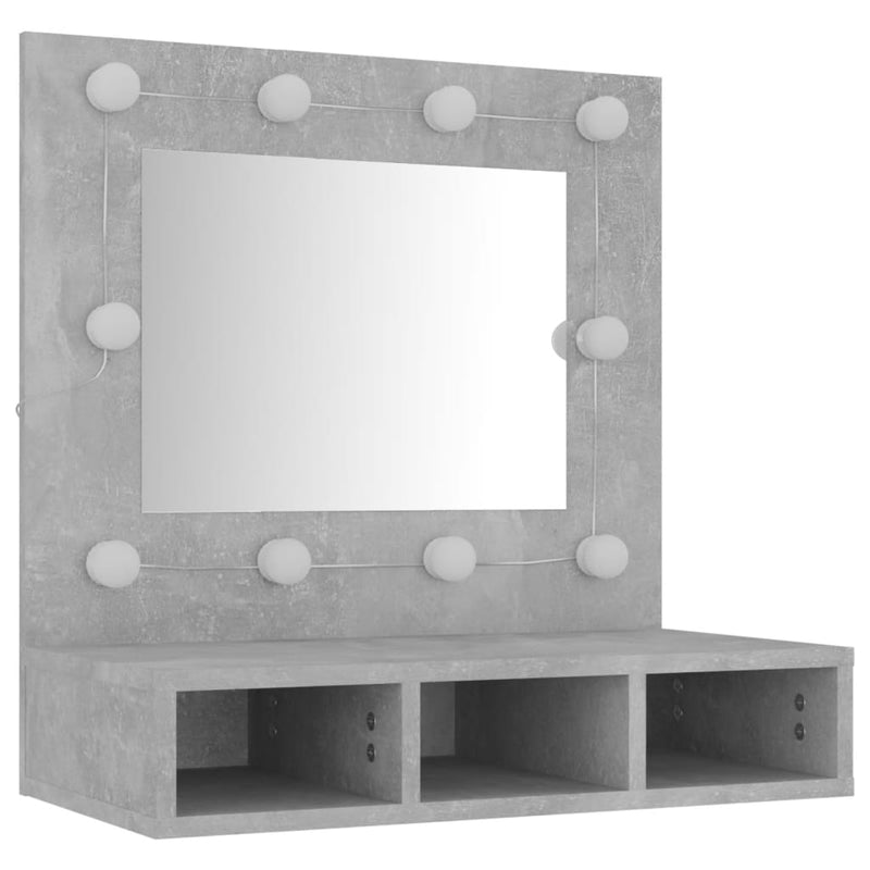 Mirror Cabinet with LED Concrete Grey 60x31.5x62 cm