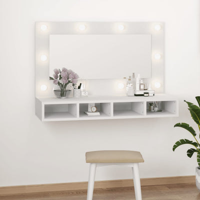 Mirror Cabinet with LED White 90x31.5x62 cm