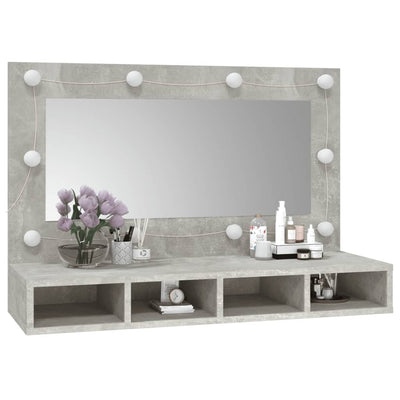 Mirror Cabinet with LED Concrete Grey 90x31.5x62 cm