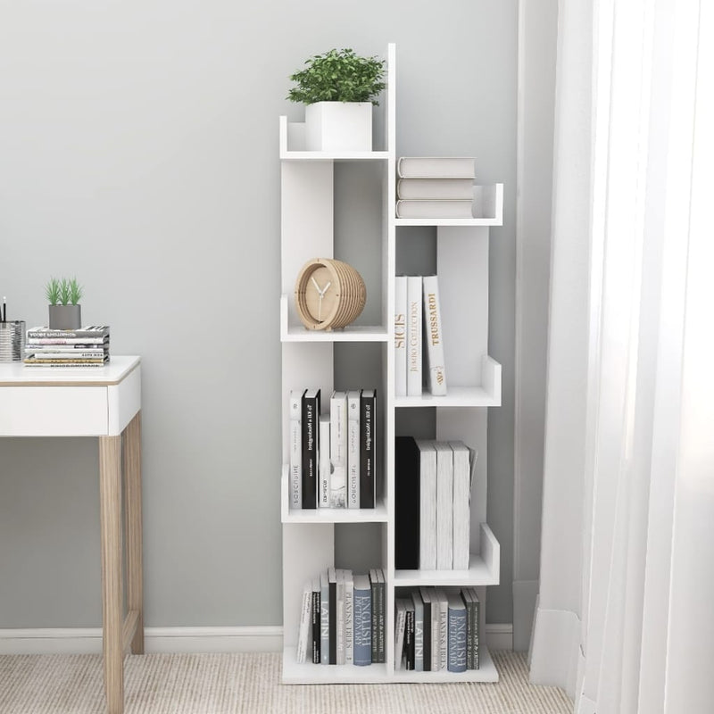 Book Cabinet White 48x25.5x140 cm Engineered Wood