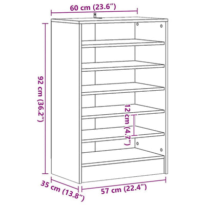 Shoe Cabinet White 60x35x92 cm Engineered Wood