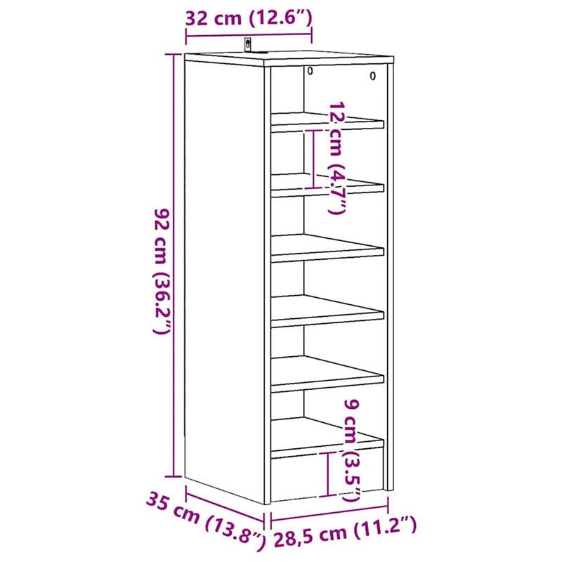 Shoe Cabinet White 31.5x35x90 cm Engineered Wood