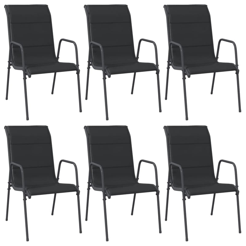 Garden Chairs 6 pcs Steel and Textilene Black