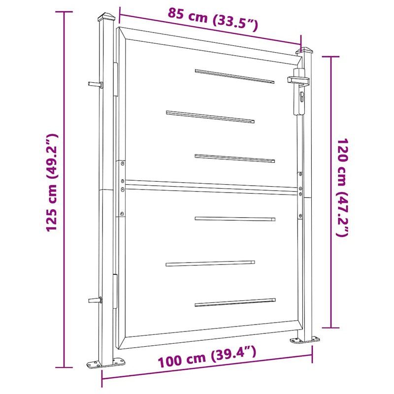 Garden Gate 100x125 cm Stainless Steel